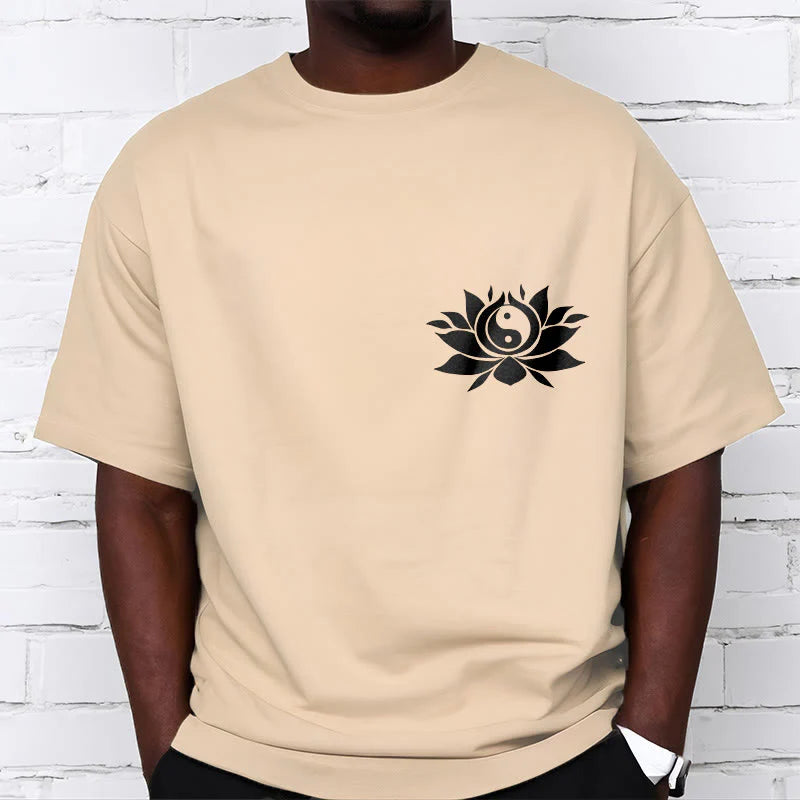 Buddha Stones Yin Yang Lotus Flower Design Tee T-shirt