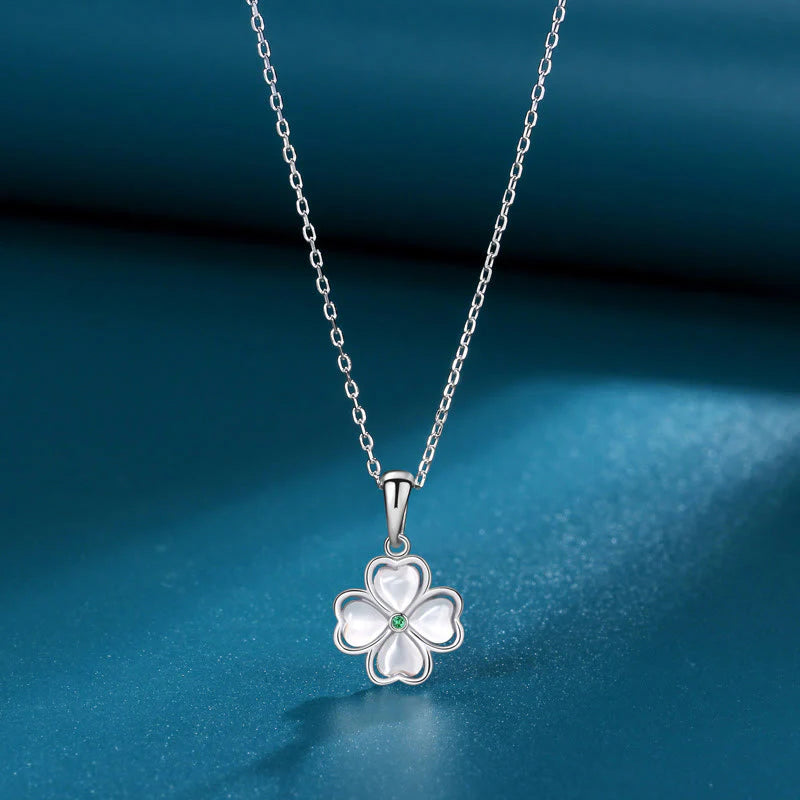 Buddha Stones 925 Sterling Silver Four Leaf Clover Chrysoberyl Cat Eye Love Necklace Pendant (Extra 35% Off | USE CODE: FS35)