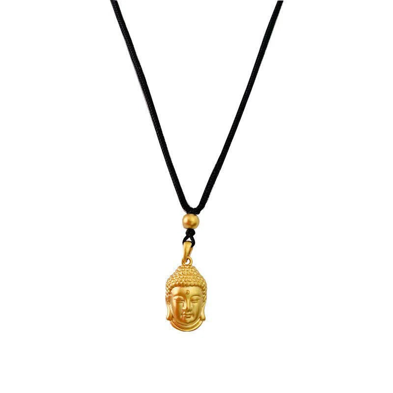 Buddha Stones Gold Buddha Copper Wealth Necklace Pendant