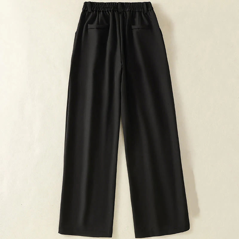 Buddha Stones Vintage Elastic Waistband Design Drawstring Women's Cotton Pants With Pockets