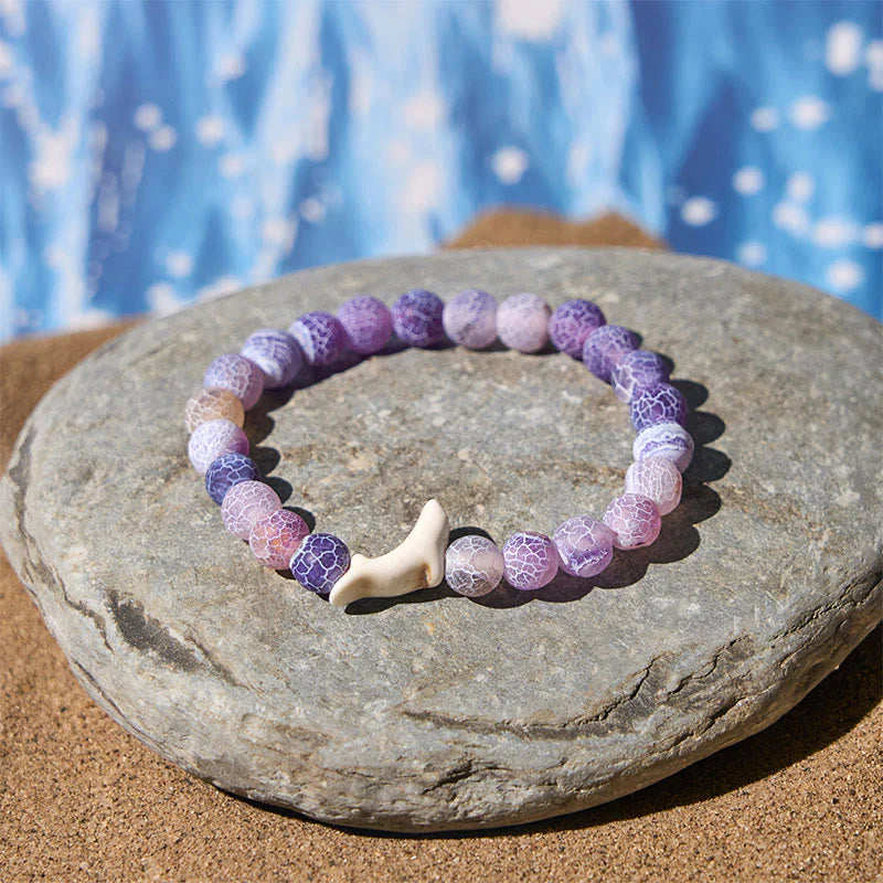 Buddha Stones Natural Stone Dolphin Crackle Agate Tourmaline Courage Bracelet