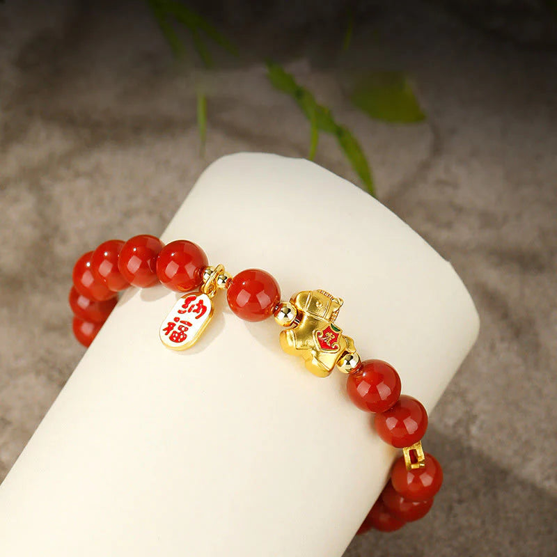 Buddha Stones Year Of The Horse South Red Agate Success Bracelet