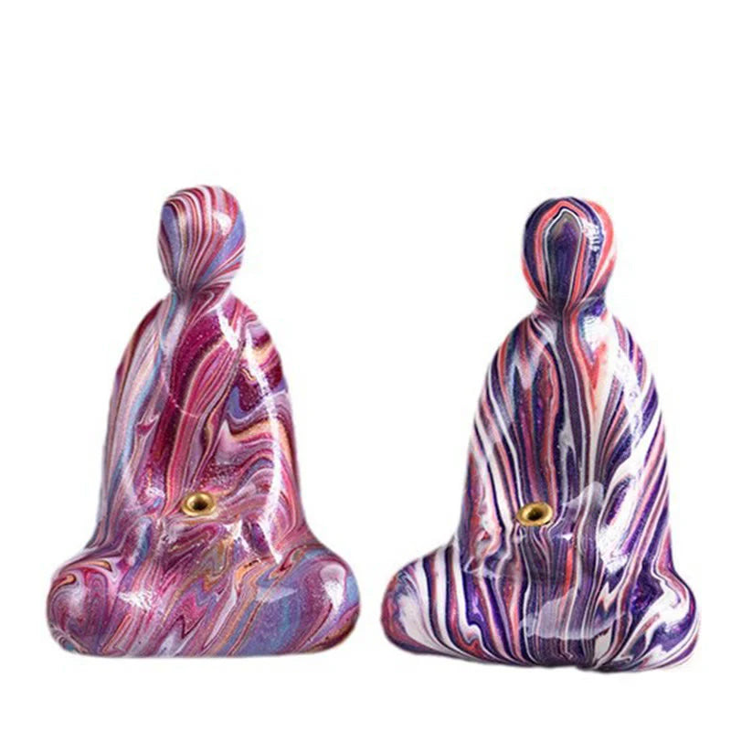 Buddha Stones Mini Formless Buddha Ebony Wood Lacquer Craft Peace Incense Stick Holder Decoration