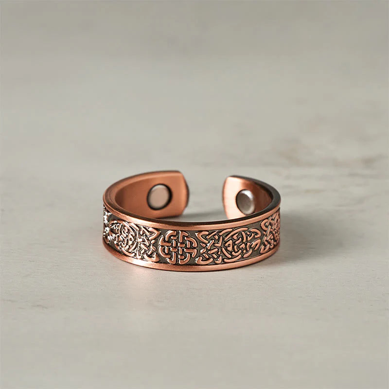 Buddha Stones Copper Abstract Line Pattern Open Luck Cuff Bracelet Bangle Ring