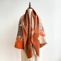 Buddha Stones Winter Stork Birds Lotus Flowers Leaves Pattern Soft Scarf Shawl