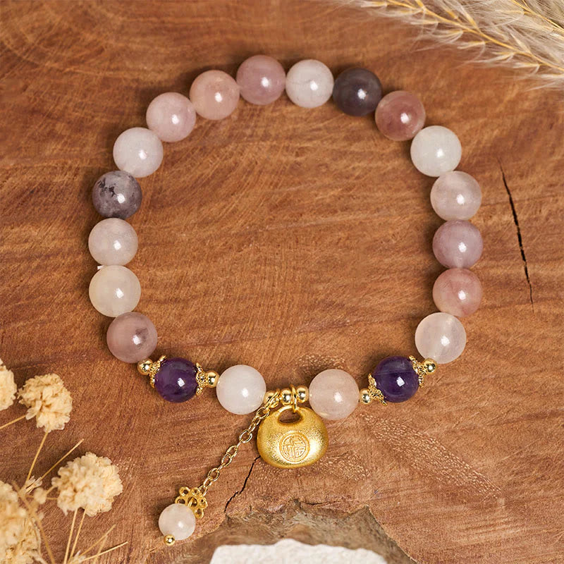 Buddha Stones Golden Silk Jade Fu Character Rabbit Ward Off Evil Spirits Bracelet