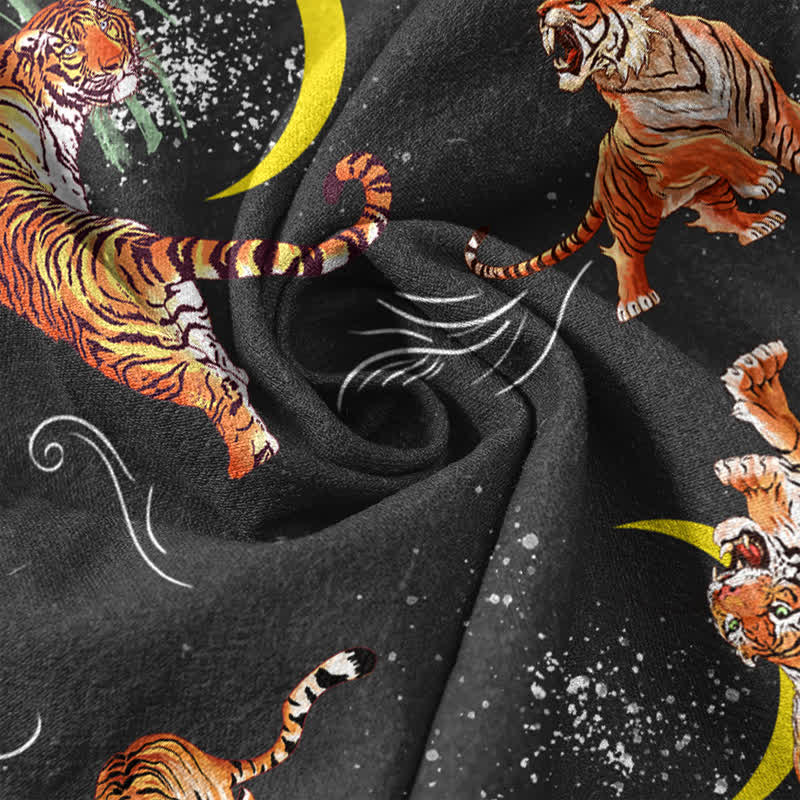 Buddha Stones Tiger Moon Bamboo Men's Short Sleeve Resort Shirt