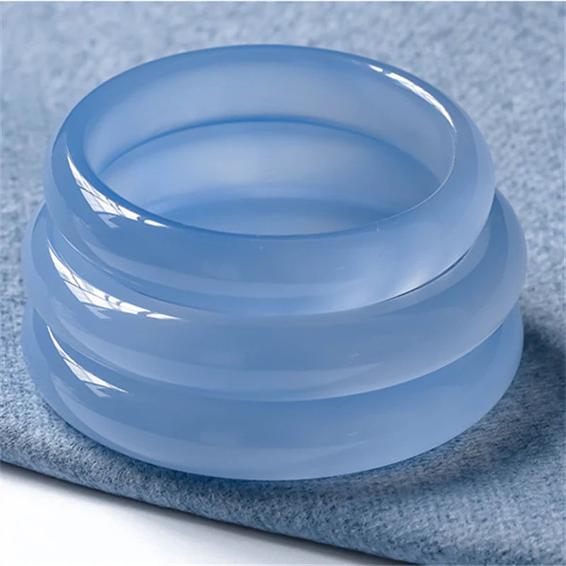 Buddha Stones Blue Chalcedony Emotional Balance Bracelet Bangle