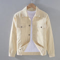 Buddha Stones Plain Long Sleeve Button Design Men's Cotton Jacket Shirt With Pockets