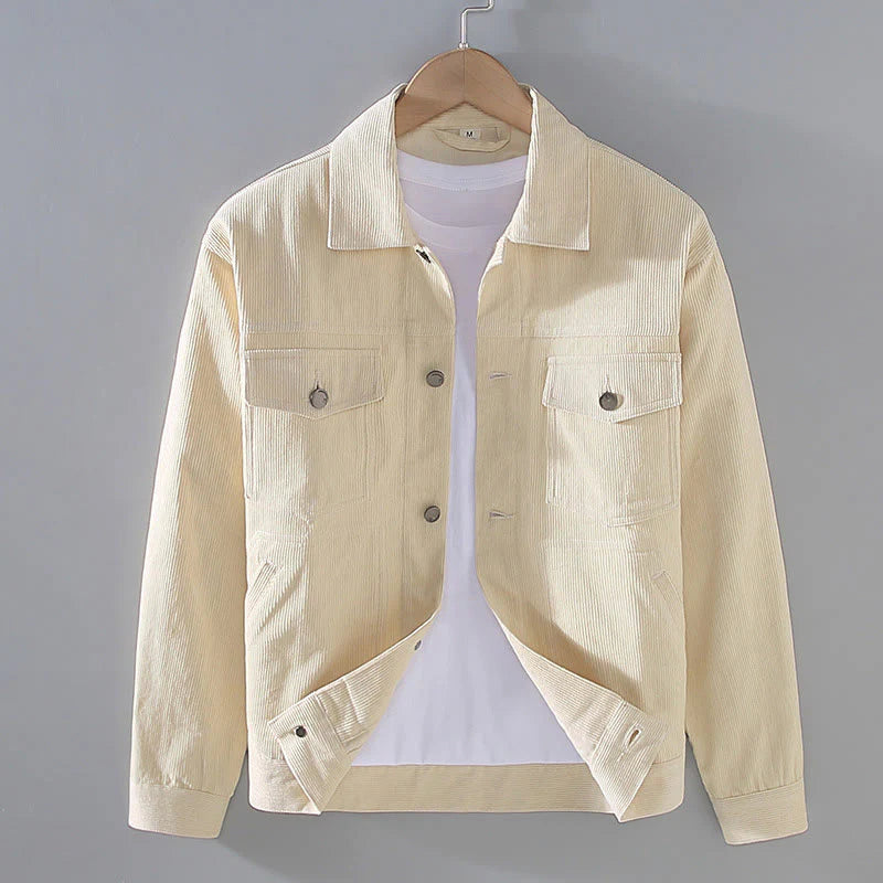 Buddha Stones Plain Long Sleeve Button Design Men's Cotton Jacket Shirt With Pockets