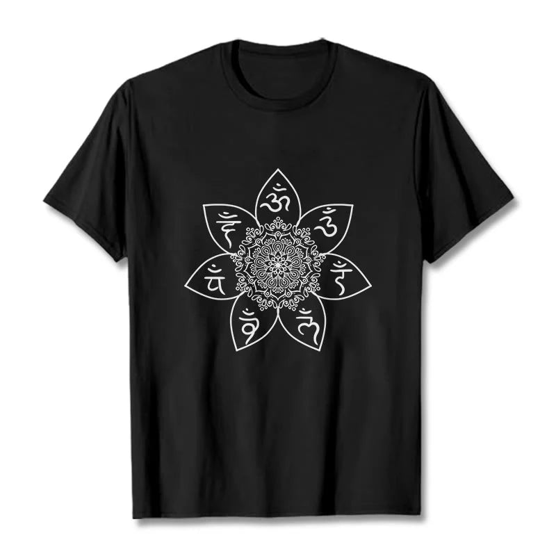 Buddha Stones Mandala Om Mani Padme Hum Pattern Tee T-shirt