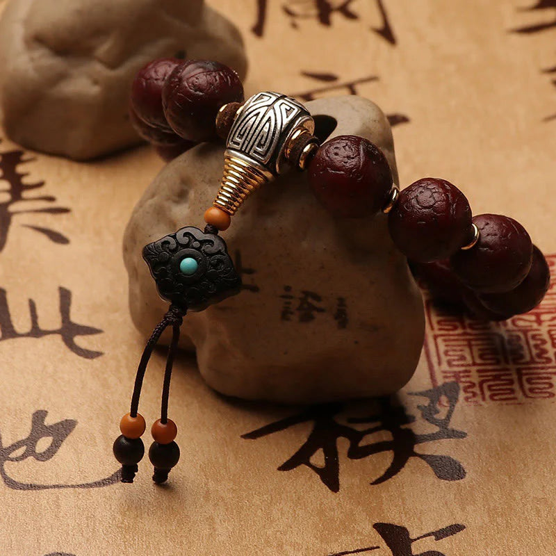 Buddha Stones Tibetan Bodhi Seed Agate Bead Luck Wealth Tassel Charm Wrist Mala (Extra 30% Off | USE CODE: FS30)