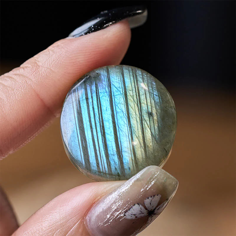 Buddha Stones Natural Round Labradorite Healing Figurine Decoration
