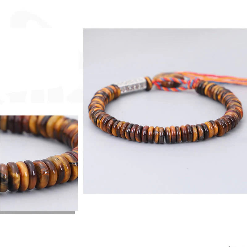 Buddha Stones Tibetan Tiger Eye Om Mani Padme Hum Protection Power Bracelet