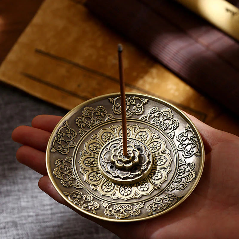 Buddha Stones Lotus Dragon Phoenix Eight Auspicious Symbols Zinc Alloy Incense Stick Holder Healing Incense Burner Decoration (Extra 35% Off | USE CODE: FS35)