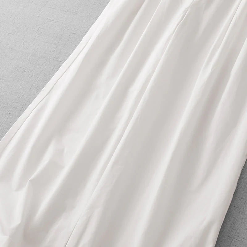 Buddha Stones Casual Plain High Waist Women's Polyester 7-8 Length Wide Leg Pants With Pockets