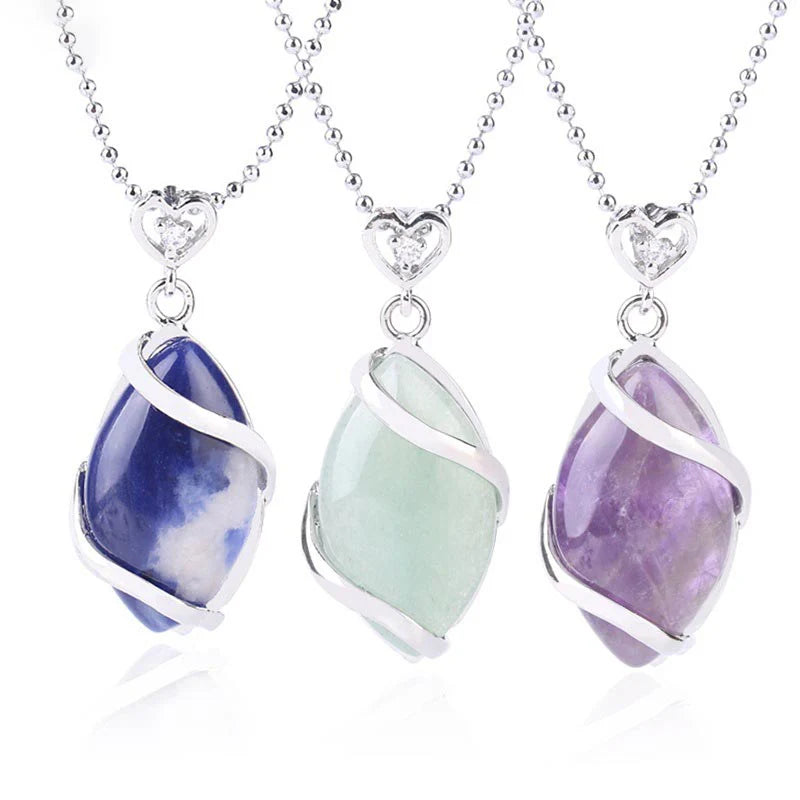 Buddha Stones Marquise Pattern Natural Crystal Stone Charm Necklace Pendant (Extra 35% Off | USE CODE: FS35)