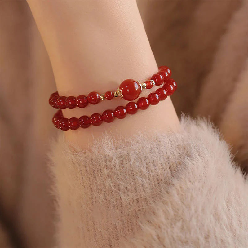 Buddha Stones Double Wrap Red Agate Beaded Self-acceptance Confidence Bracelet