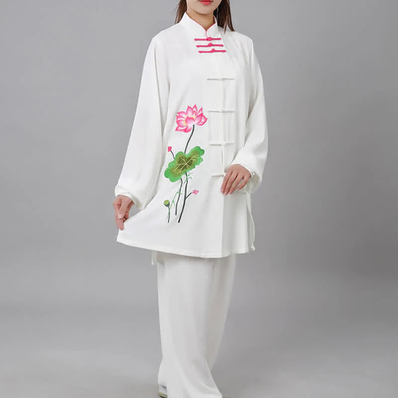 Buddha Stones Lotus Flower Leaf Pattern Tai Chi Meditation Prayer Spiritual Zen Practice Clothing Women's Set (Extra 30% Off | USE CODE: FS30)