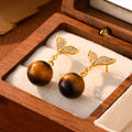 FREE Today: Protection and Healing Tiger Eye Round Bead Fish Tail Irregular Design Earrings