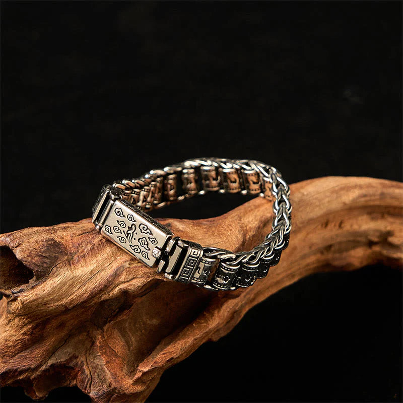 Buddha Stones Tibetan Auspicious Clouds Copper Om Mani Padme Hum Peace Metal Bracelet
