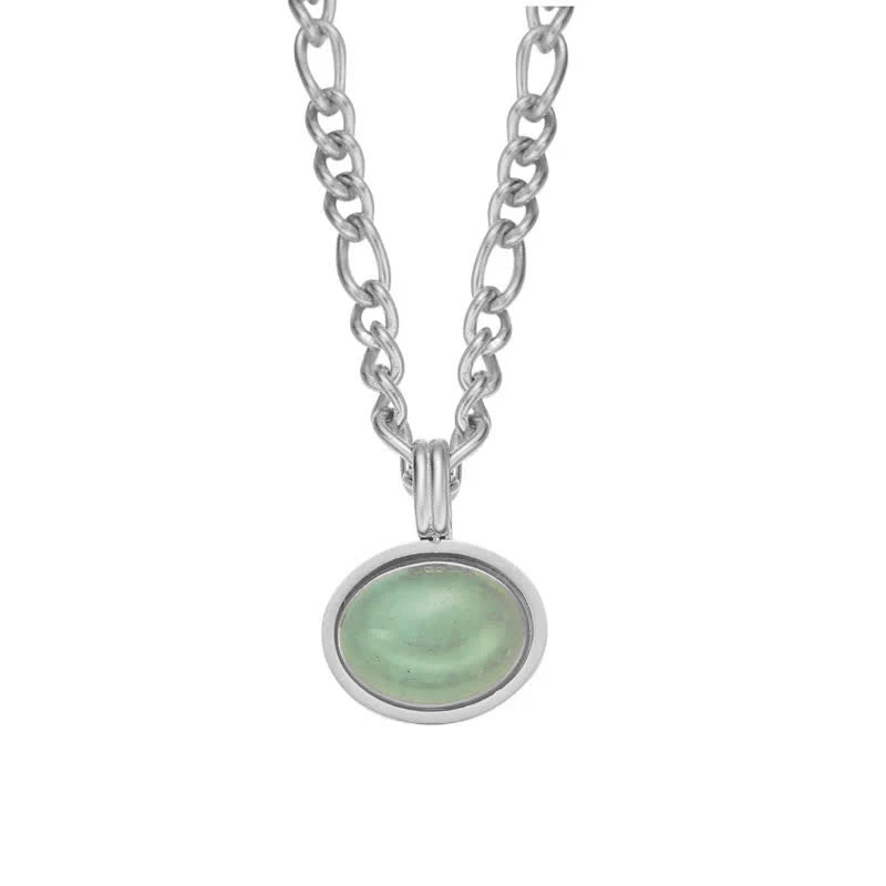 Buddha Stones Oval Turquoise Strength Titanium Steel Necklace Pendant