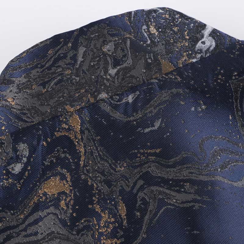 Buddha Stones Blue Flowing Water Mountains Frog-Button Long Sleeve Men's Jacket With Pockets