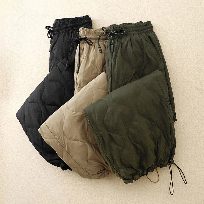 Buddha Stones Winter Curved Lines Warm Women's Ankle-length Pants With Pockets