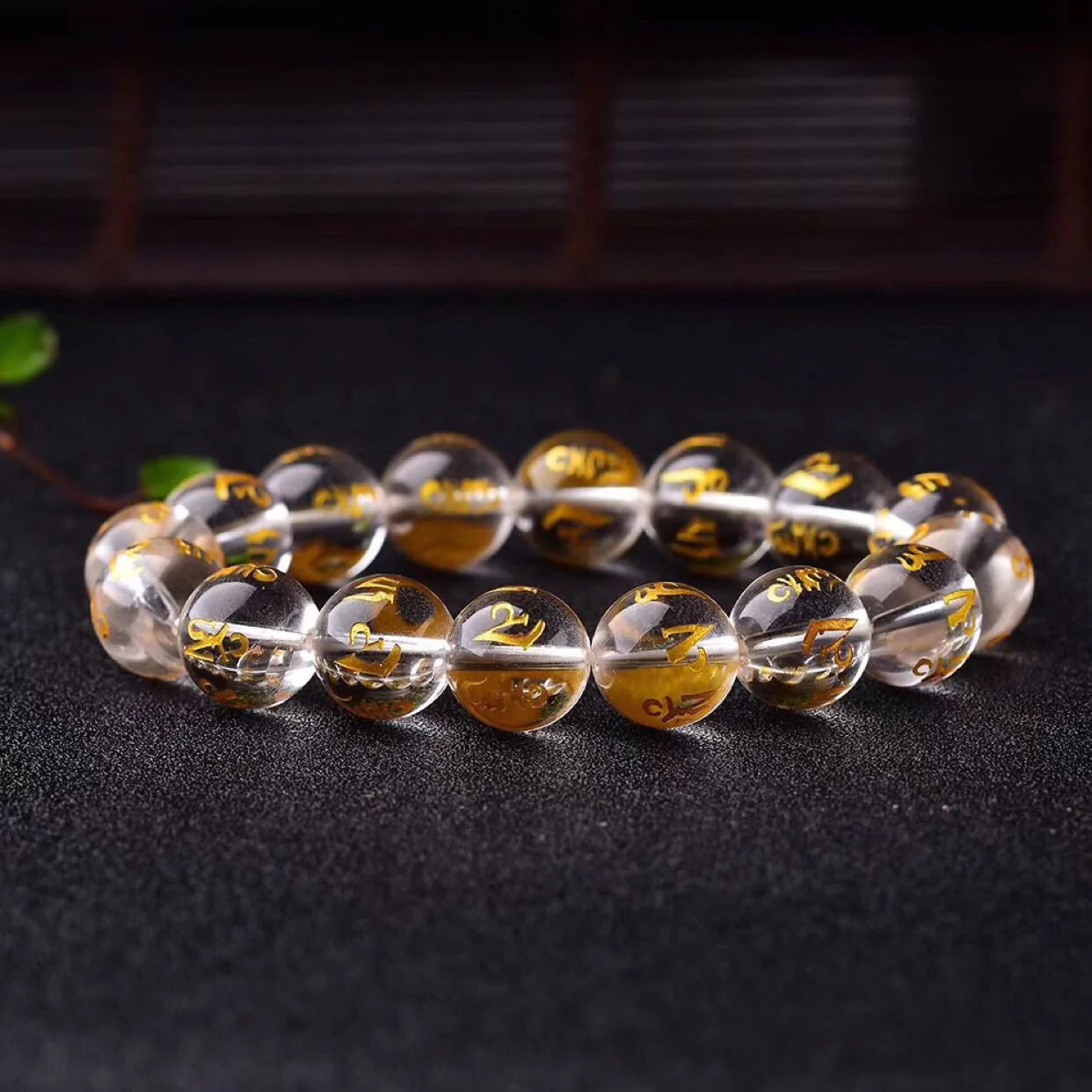 Buddha Stones Tibet White Crystal Black Onyx Om Mani Padme Hum Meditation Bracelet