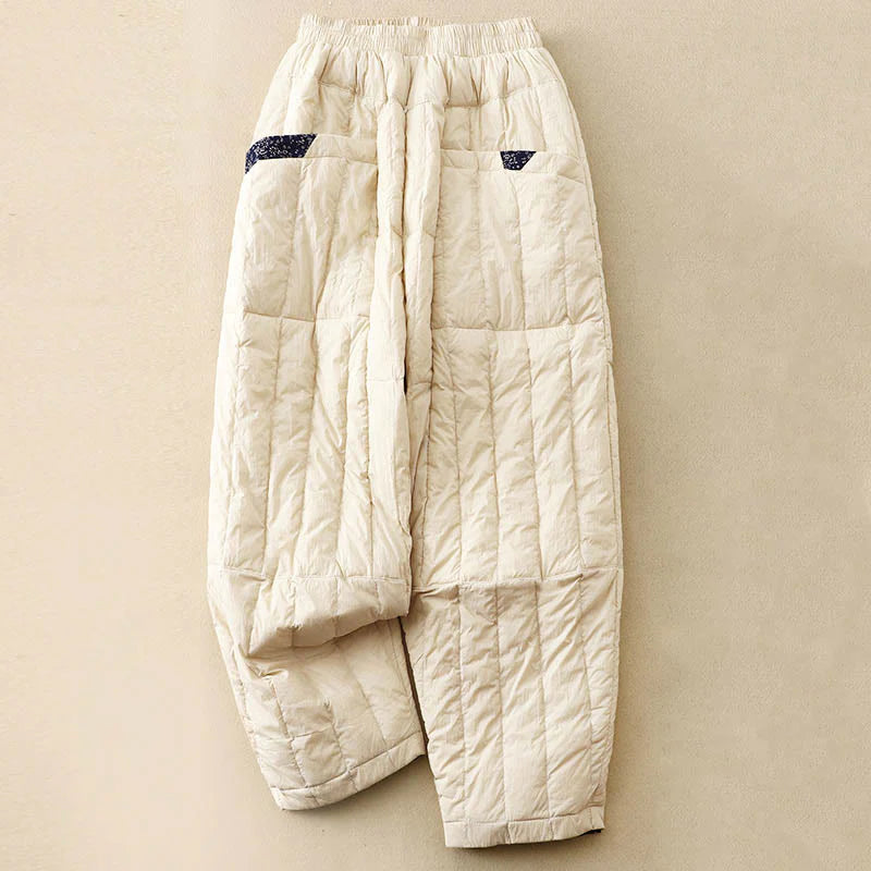 Buddha Stones Women's Winter Thermal Patchwork Pants With Pockets