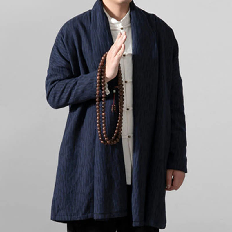 Buddha Stones Fall Simple Cotton Fleece Lined Men's Mid-length Coat Clothing (Extra 30% Off | USE CODE: FS30)