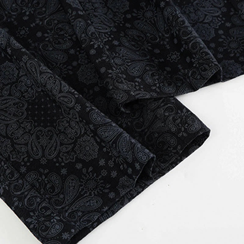 Buddha Stones Casual Floral Pattern Polyester Women's Wide Leg Pants With Pockets