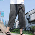 Buddha Stones Casual Woven Bead Waist Rope Men's 7-8 Length Spandex Pants With Pockets