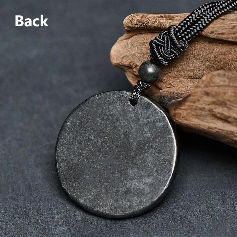 Buddha Stones Authentic Shungite Stone Yin Yang Bagua Protection Necklace Pendant