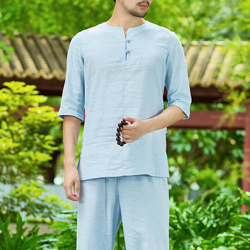 Buddha Stones Meditation Prayer Spiritual Zen Practice Uniform Clothing Men's Set