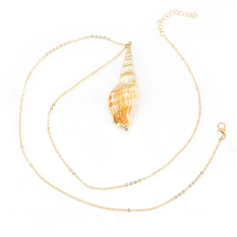 Buddha Stones Natural Shankha Conch Shell Seashell Lucky Necklace Pendant