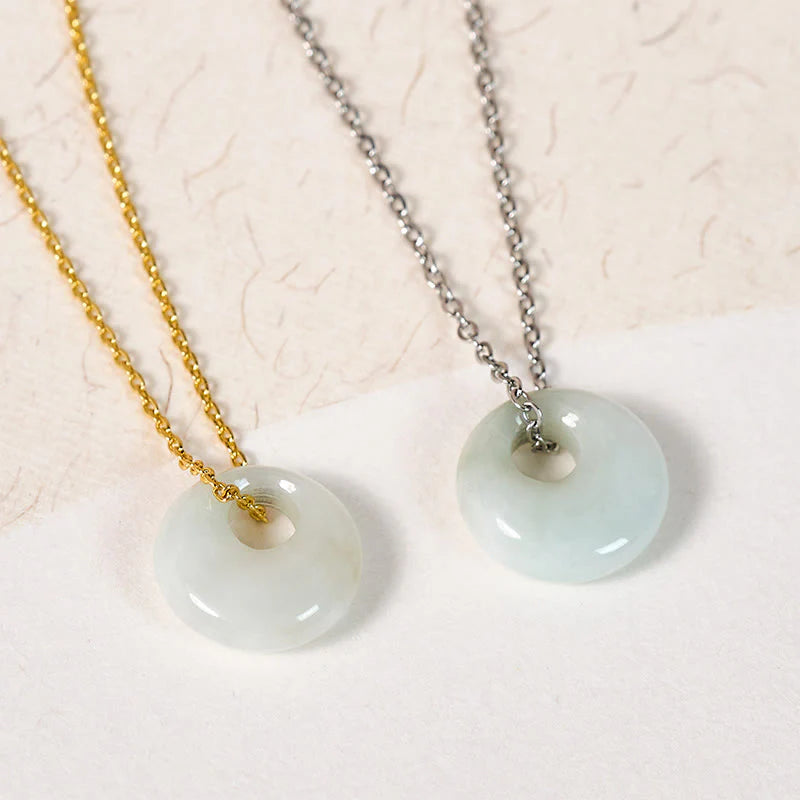 Buddha Stones Round Buckle Jade Luck Necklace Pendant