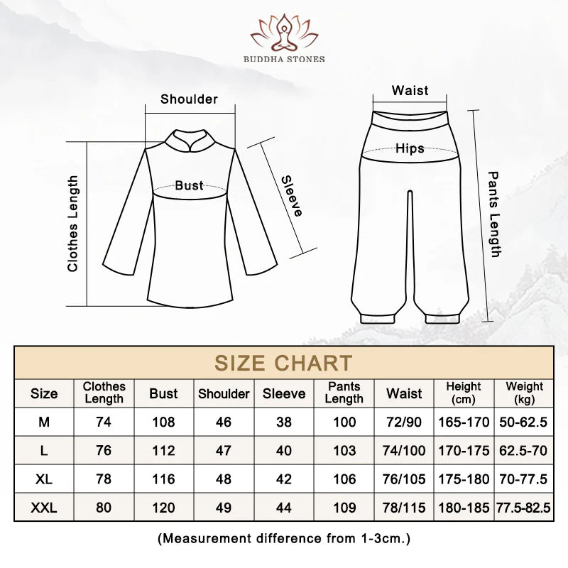 Buddha Stones Meditation Prayer Spiritual Zen Practice Uniform Clothing Men's Set
