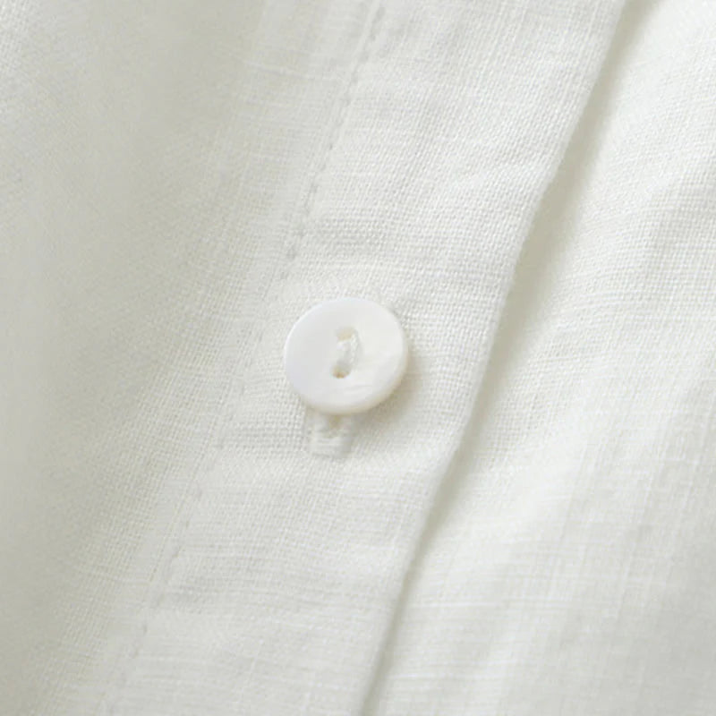 Buddha Stones Solid Color Button Three Quarter Sleeve Shirt