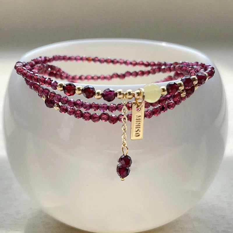 FREE Today: Protection and Purification Small Natural Garnet Triple Wrap Bracelet