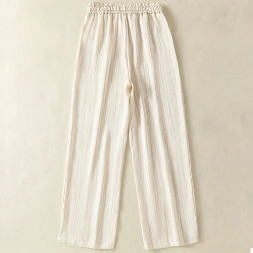Buddha Stones Artistic Casual Vertical Lines Pattern Drawstring Ankle-length Women's Pants With Pockets