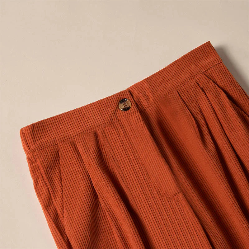 Buddha Stones Casual Corduroy Straight-leg Women's Pants With Pockets