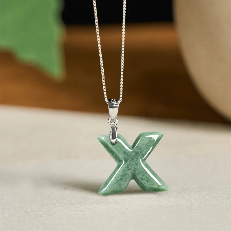Buddha Stones May You Find Your Own Meaning Natural A-Z Letter Jade 925 Sterling Silver Chain Necklace Includes Gift Message Card
