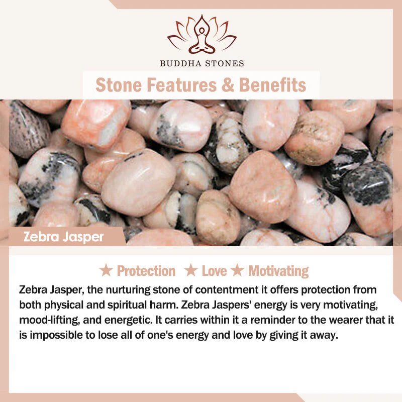 Buddha Stones Turtle Design Zebra Jasper Protection Bracelet