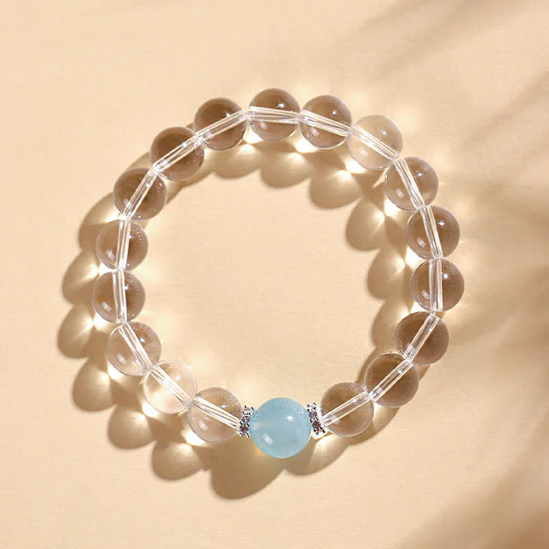 Buddha Stones Clear Quartz Aquamarine Healing Bracelet
