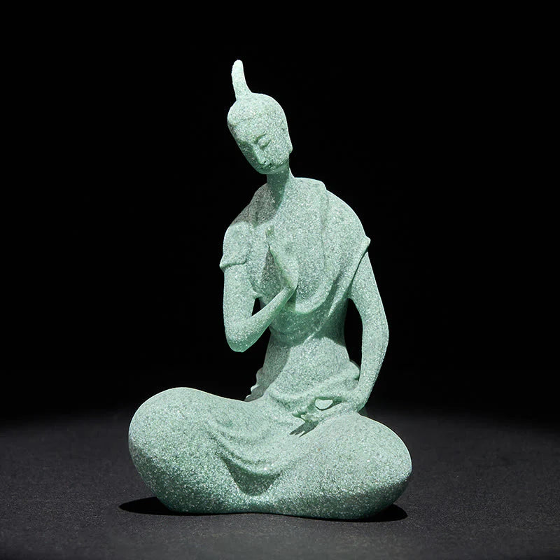 Buddha Stones Listening Buddha Statue Sandstone Home Decoration 6.5*5.5*9.5cm
