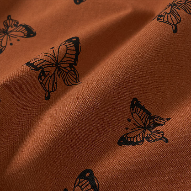 Buddha Stones Butterfly Pattern V-Neck Long Sleeve Women's Polyester Shirt