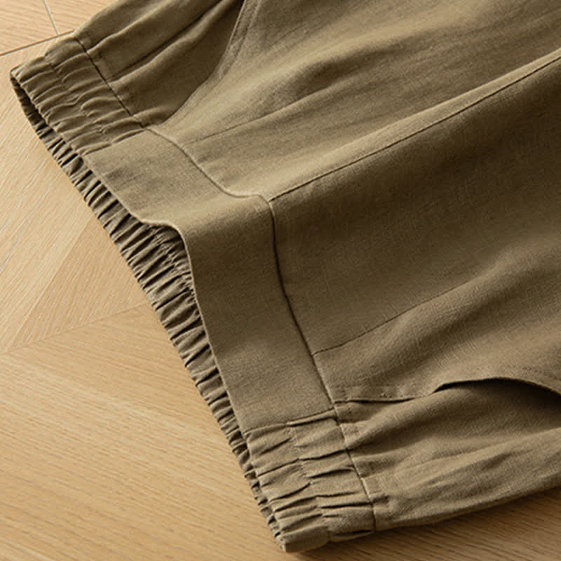 Buddha Stones Women's Spring High Elastic Waist Wide Leg Long Pants With Side Pockets