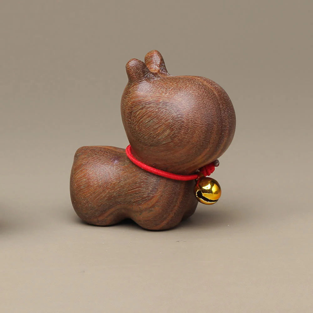 Buddha Stones Green Sandalwood Small Leaf Red Sandalwood Cute Cat Animals Soothing Peace Decoration