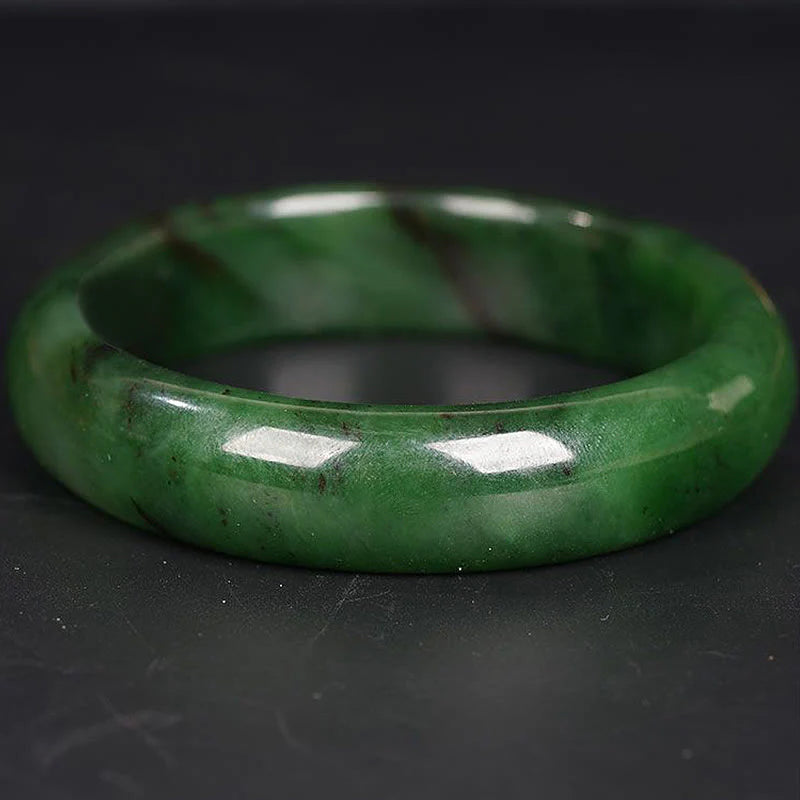 Buddha Stones Natural Hetian Cyan Jade Happiness Success Bracelet Bangle